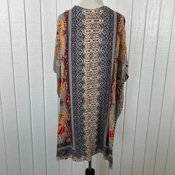 Angie Boho Patchwork Kimono Festival Cover Up Floral Small - Picture 5 of 6